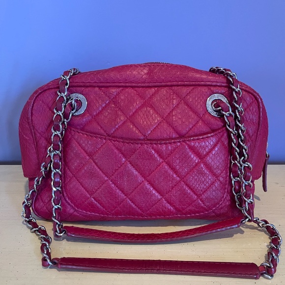 SOLD Chanel Python Quilt Flap and Zipper Medium Size Bag - Picture 4 of 11